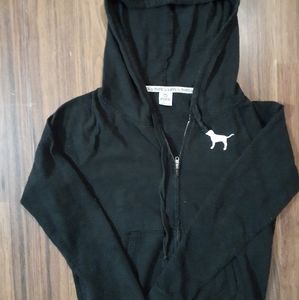 Victoria's Secret Pink Black Zip-up Hoodie Medium